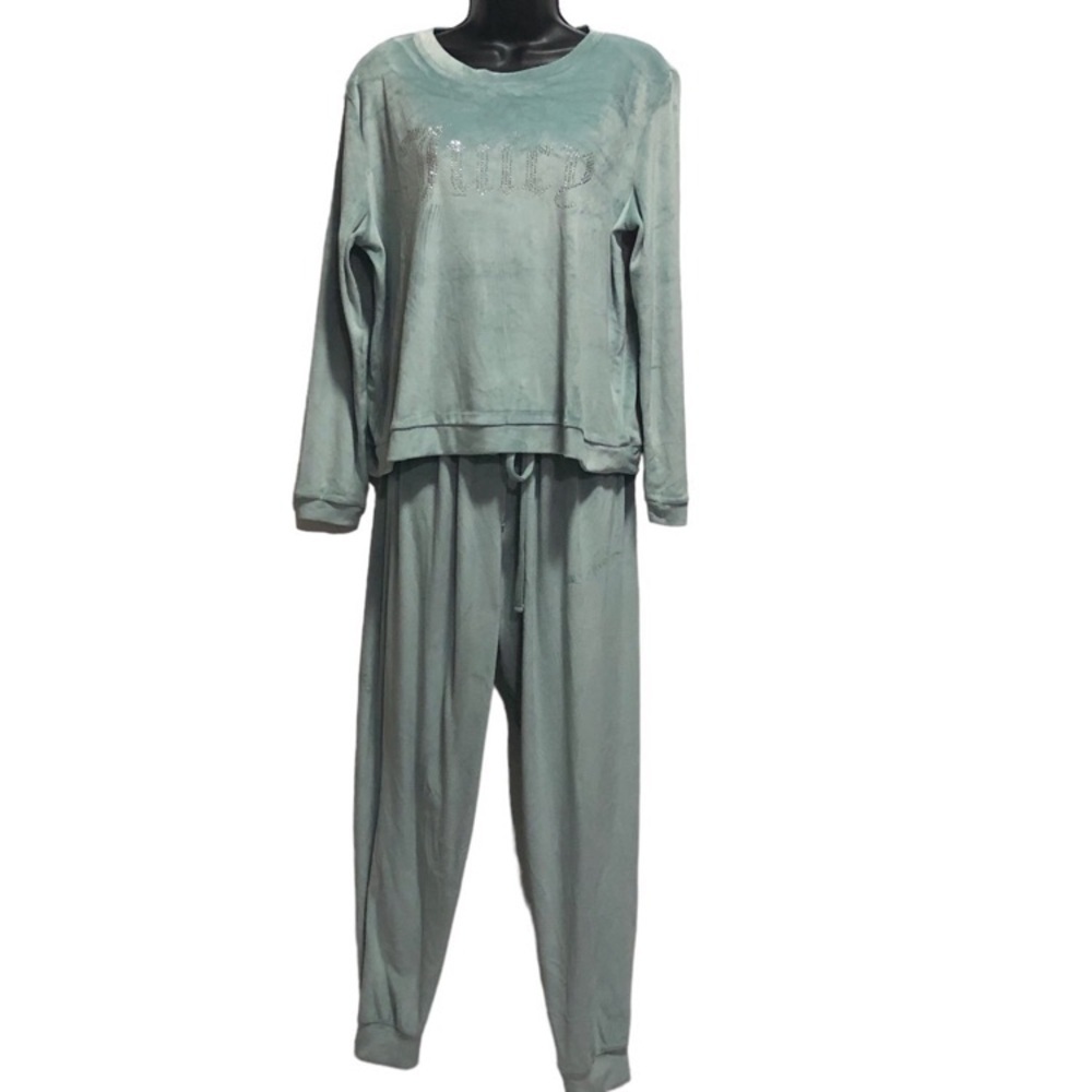 Juicy Couture Bling Embellished 2-pc Joggers & Sweatshirt Sleepwear Set - Picture 3 of 12